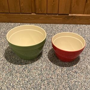 Crate&Barrel Red & Green Ceramic Bowls - NWOT